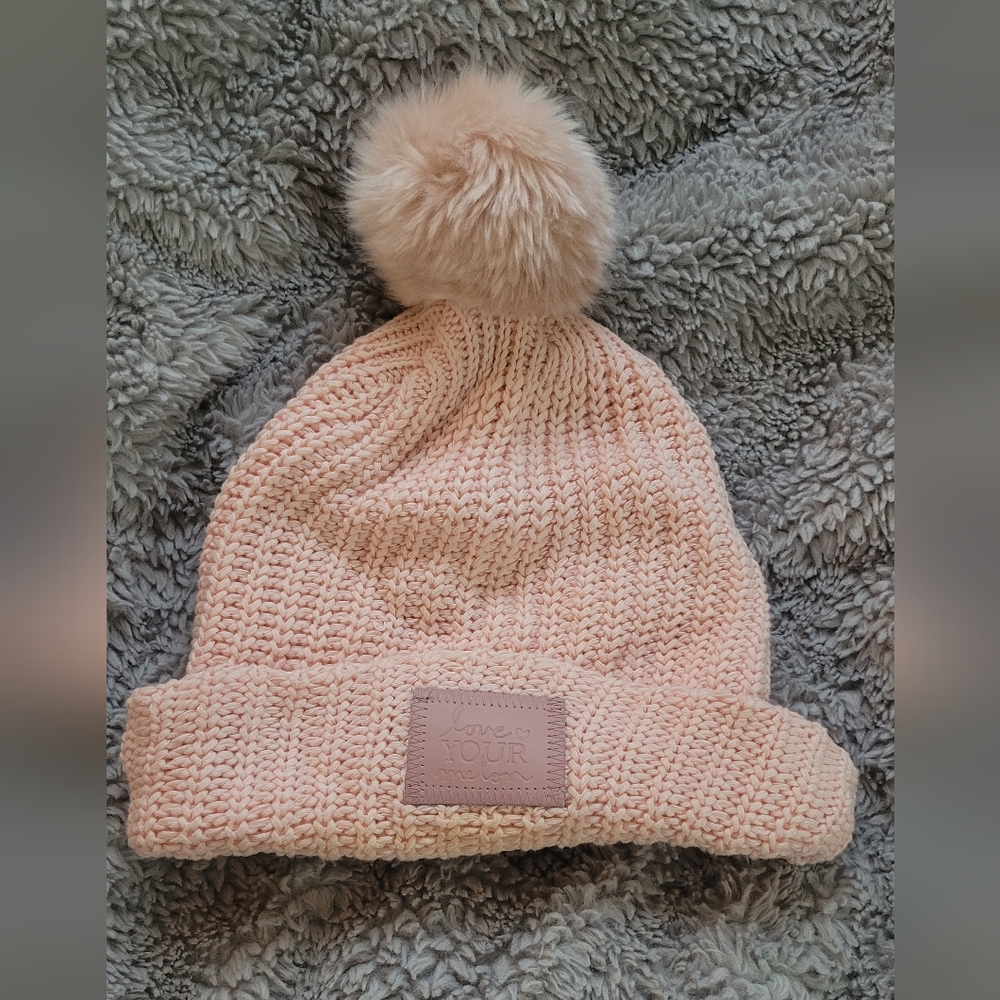 Cozy Blush Knit Beanie with Pom-Pom